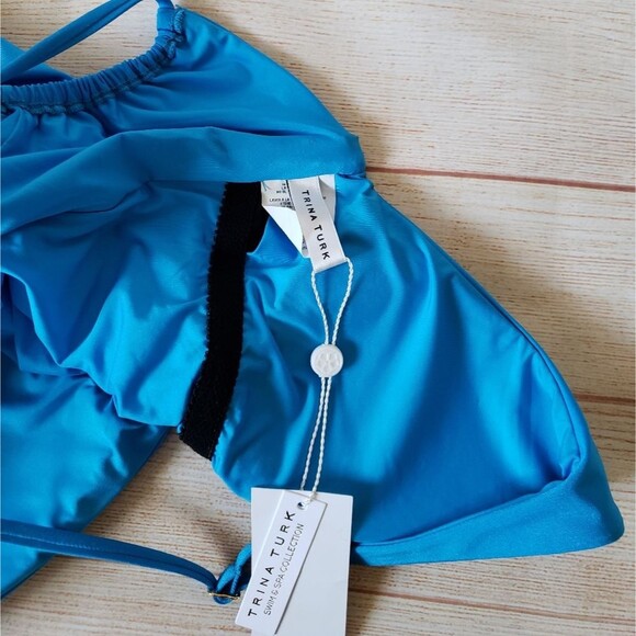 Trina Turk Monaco Solids Plunge One-Piece Swimsuit in Adriatic Blue - Picture 10 of 15